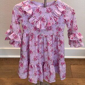 Janie and Jack Lilac Rose Bell Sleeve Ruffle Dress - NWT